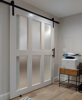 6 panel frosted glass barn door