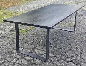 walnut and steel trestle table