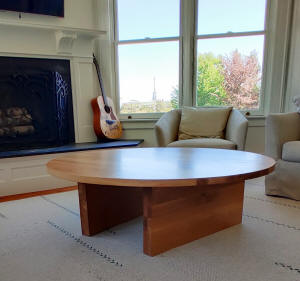 round white oak coffee table